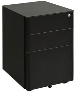 Vinsetto Lockable Cabinet, Rolling Filing Cabinet with 3 Drawers, Steel Office Drawer Unit for A4, Letter, Legal Sized Files
