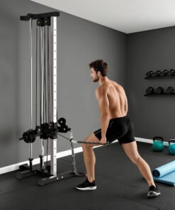 SPORTNOW Wall Mount Cable Machine, 15 Positions Adjustable Cable Crossover Machine Dual Pulley System for Home Gym