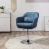 HOMCOM Swivel Linen Fabric Accent Chair for Living Room Contemporary Vanity Armchair with Adjustable Height Thick Cushion Lumbar Support Armrest for Bedroom Office Blue