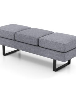 Waiting Room Bench Seating with 3 Seats and Metal Frame Leg-Grey