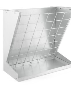 Wall-Mounted Hay Rack with Trough 2-in-1 Feeder with Adjustable Hooks-Silver