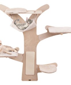 Wall-Mounted Cat Tower with Hammock-Natural