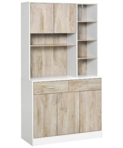 HOMCOM Kitchen Cupboard Sideboard Storage Cabinet Unit with Counter Top, Adjustable Shelves, Drawers for Dining Room, Living Room
