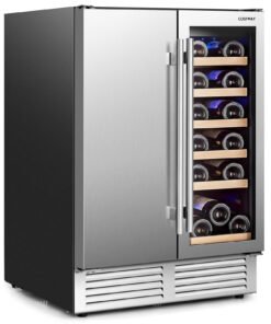 2-in-1 Beverage and Wine Cooler with Powerful Compressor-Silver