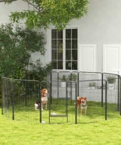 PawHut 12 Panels Heavy Duty Puppy Playpen, for Small Dogs, Indoor and Outdoor Use - Silver