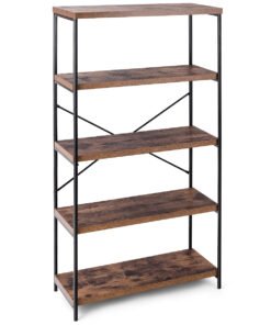 Freestanding Wooden 5-Tier Storage Bookshelf-Brown