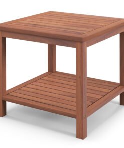 2-Tier Wooden Side Table with Slatted Tabletop