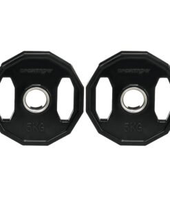 SPORTNOW Olympic Weight Plates Set, Metal and Rubber Bumper Plates Weights Discs with 2"/5cm Holes, for Home Gym Weight Lifting Strength Training, 2 x 5kg, Black