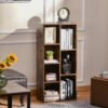 HOMCOM Seven-Cube Bookcase - Rustic Brown Wood Effect