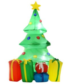 HOMCOM 5ft Inflatable Christmas Tree Xmas Air Blown Holiday Decoration LED Lawn Yard Outdoor Ornaments