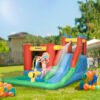 Outsunny Kids Inflatable Bouncy Castle Water Slide 6 in 1 Bounce House Jumping Castle Water Pool Gun Climbing Wall Basketball Hoop with Air Blower for Summer Playland