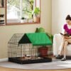 PawHut Rabbit Cage Guinea Pig Playpen Small Animal House for Kitties Puppies, w/ Water Proof Oxford Roof Floor 90 x 75 x 75 cm