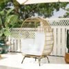 Outsunny Rattan Egg Chair with Cushions and Pillows, Khaki