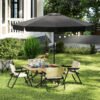 Outsunny 2.7m Patio Parasol Garden Umbrellas Outdoor Sun Shade Table Umbrella with Tilt, Crank, 8 Ribs, Ruffles, Black