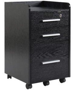 HOMCOM Three-Drawer Lockable Filing Cabinet - Black