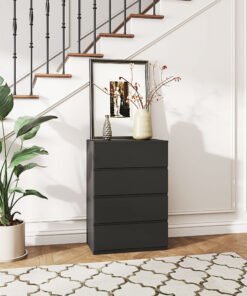 HOMCOM Chest of Drawers, 4-Drawer Storage Cabinets, Modern Dresser, Storage Drawer Unit for Bedroom