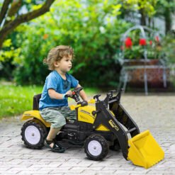 HOMCOM Pedal Go Kart Ride On Excavator W/ Front Loader Digger Four Wheels Child Toy, for 3 Years Old