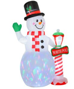 HOMCOM 8ft Tall Christmas Inflatable Snowman with Street Lamp, Lighted for Home Indoor Outdoor Garden Lawn Decoration Party Prop