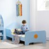 ZONEKIZ Space Themed Toddler Bed, Kids Bedroom Furniture, with Safety Rails - Blue