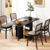 HOMCOM Foldable Dining Table, Extendable Drop Leaf Table with 2-tier Shelves, Small Dinner Table with Rolling Casters