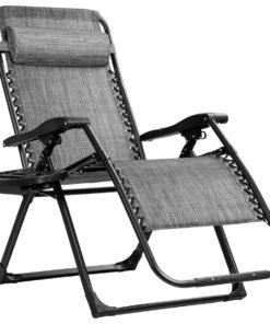 Zero Gravity Chair with Cup Holder and Breathable Fabric-Grey