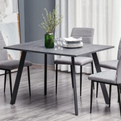 HOMCOM Dining Table, Contemporary Rectangle Kitchen Table with Metal Legs and Spacious Tabletop for Dining Room, Living Room, Dark Grey