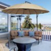 Outsunny 3(m) Cantilever Umbrella 18 Ribs & Vents Adjustable Angle for Patio Khaki