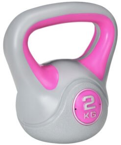 SPORTNOW Kettlebell, 2kg Kettle Bells with Handle for Home Gym Weight Lifting and Strength Training, Pink and Grey