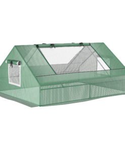 Outsunny Mini Greenhouse, Portable Garden Small Greenhouse with Zipped Windows and Door, 180 x 140 x 80cm, Dark Green