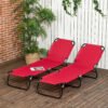 Outsunny Set of Two Folding Sun Loungers - Red