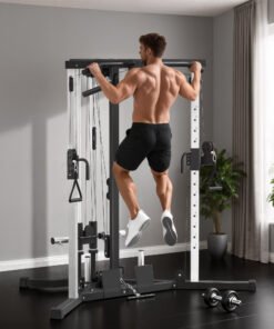 SPORTNOW Home Gym Machine, Multifunctional Gym Equipment with High and Low Pulleys, Pull Up Bar, 15-Position Adjustable Strength Training Workout Station for Full Body Fitness