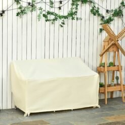 Outsunny 600D Oxford Cloth Furniture Cover, 2 Seater Sofa Protector for Garden Patio, Outdoor, Waterproof, Beige, 140L x 84W x 56/94H cm
