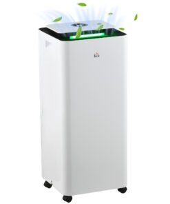 HOMCOM 3500mL Portable Dehumidifier with Air Purifier, 24H Timer, 5 Modes, 16L/Day, for Home Laundry, White