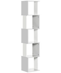 HOMCOM Modern 5-Tier Bookshelf, Freestanding Bookcase Storage Shelving for Living Room Home Office Study, White and Light Grey