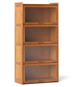 Bamboo Bookshelf with See-through Acrylic Doors-Brown