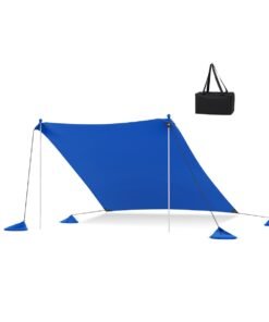 Beach Tent Sun Shelter with 4 Sandbags and UPF 50+ Protection-Blue