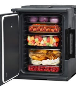 Front-Loading Insulated Food Pan Carrier for 6 Full-Size Pans-Black