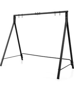 Porch Swing Frame Patio Metal Swing Stand with A-Shaped Structure-Black