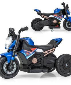 6V Kids Ride-on Motorcycle with 2-wheel/3-wheel Conversion & Detachable Training Wheels-Blue