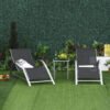 Outsunny Three-Piece Curved Sun Lounger Set - Black