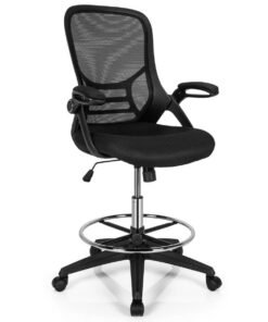 Mesh Drafting Chair with Flip-up Armrests and Mid-Back Padded