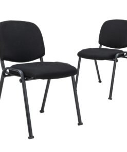 2-Pack Conference Chair Set with Metal Frame and Padded Cushion-Black