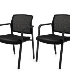 Waiting Room Chairs Set of 2 with Armrests-Black
