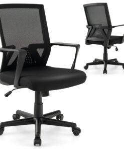 Ergonomic Desk Chair with Lumbar Support and Rocking Function-Black