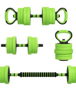 SPORTNOW 40kg Four-In-One Adjustable Weight Dumbbells Set, Barbell, Kettlebell, Push Up Stand - Green