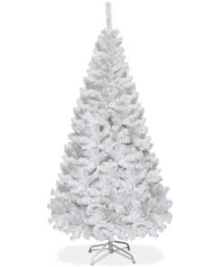 5/6/7/8 Feet White Artificial Christmas Tree with Metal Stand-6 ft