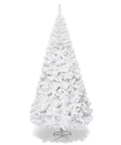 5/6/7/8 Feet White Artificial Christmas Tree with Metal Stand-8 ft
