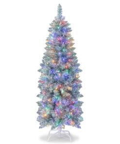 150/180 cm Slim Pencil Christmas Tree with 343/475 Branch Tips and 190/250 Colorful LED Lights-150 cm