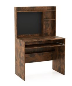 Computer Desk with Magnetic Bulletin Board and Keyboard Tray-Rustic Brown