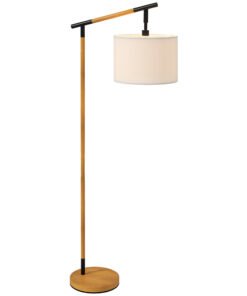 HOMCOM Metal Frame Floor Lamp with 350 Degree Rotating Lampshade, for Living Room and Bedroom, LED Bulb Included, Brown